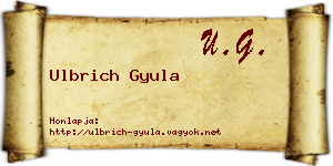 Ulbrich Gyula névjegykártya